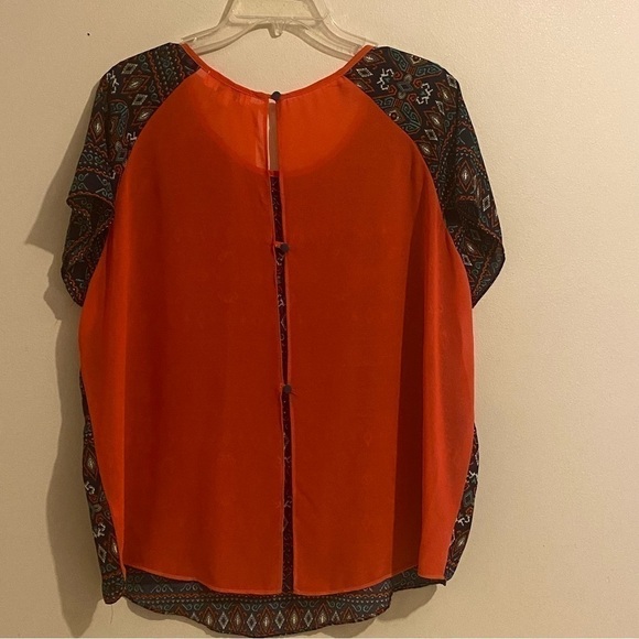UMGEE Cover Up Women’s Orange Back Sheer Buttons Top Size L Cap Sleeves - Picture 4 of 9